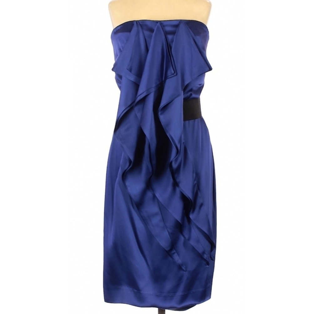 Reiss strapless ruffle blue date party dress sz 6